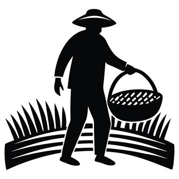 recommend clip art: Silhouette of man gardening gardener isolated on white background, Farmer vector image silhouette, Gardener Black Vector silhouette