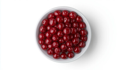 Realistic bowl of maraschino cherries for culinary and dessert creations