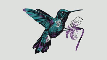 Obraz premium Illustration Of A Beautiful Hummingbird In Flight With Detailed Features