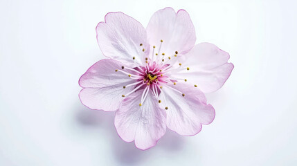 Fototapeta premium Realistic cherry blossom print on white fabric for fashion design and decoration