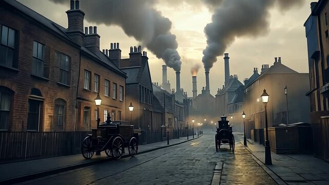 Victorian Industrial Revolutions urban landscape evokes drama in England