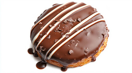 Delicious chocolate dipped biscuit with drizzled toppings for dessert delight