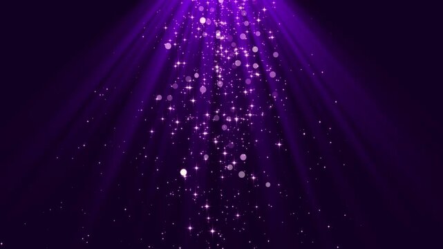 abstract purple background with light flare, glowing and shiny stars and bokeh lights falling ,christmas and cosmetics and valentines motion design element	