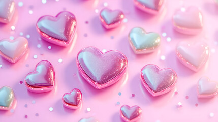 Glossy 3D Heart Shapes with a Dreamy Glow