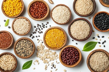 Assortment of whole grains and legumes