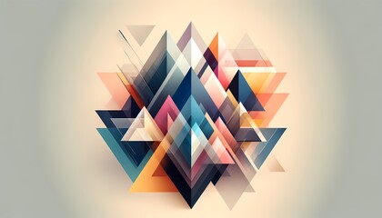 Abstract overlapping triangles with a mix of bright and muted colors, creating a layered background and wallpaper