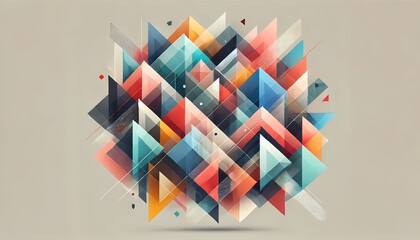 Abstract overlapping triangles in a mixture of bright and muted colors, creating a layered design