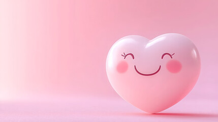 Cute and Glossy 3D Heart with a Happy Expression