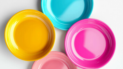 Vibrant colorful melamine plates set for modern table settings