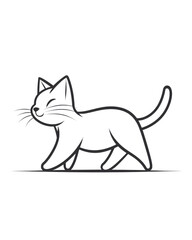 Obraz premium isolated transparent Background. sleek and minimalist line drawing of happy cat walking gracefully