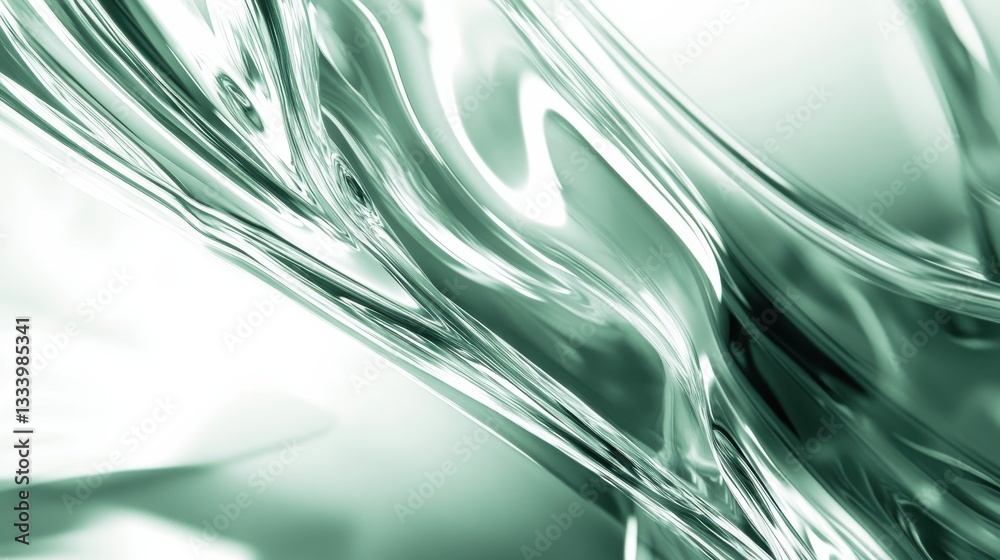 Poster smooth abstract wave pattern in soft green tones for artistic use