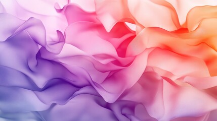 Obraz premium Abstract Colorful Silk Fabric Waves Flowing in Gradient Tones of Purple Pink Orange and Red for Background and Design Use