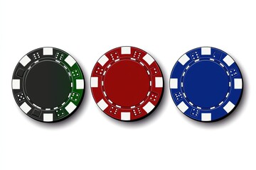 Casino Poker Chips Black, Red, Blue Tokens for Gambling Games