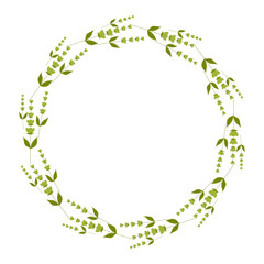 Beautiful round frame with wildflowers. Simple flat style. Bright illustration for card, invitation card for wedding, birthday and other holiday and cute spring background.Vector illustration.