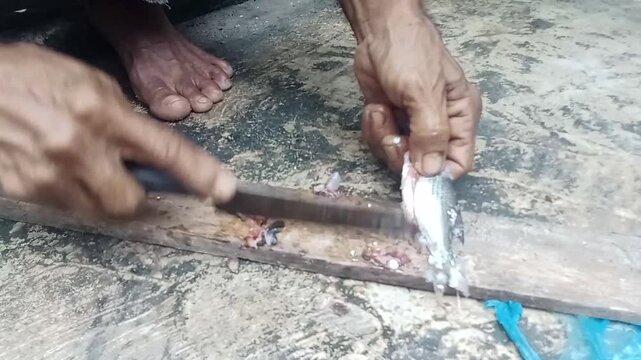 clean the fish with a knife
