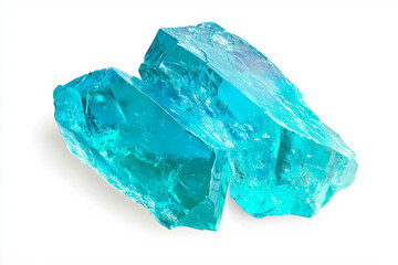 Realistic aquamarine and blue gemstone on white background for design and art projects