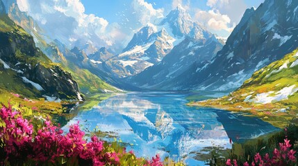 Serene Mountain Lake Reflection: A Breathtaking Vista