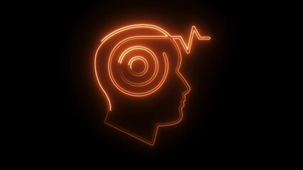 Glowing neon hypnotherapy icon isolated on black background. HD Video motion graphic animation