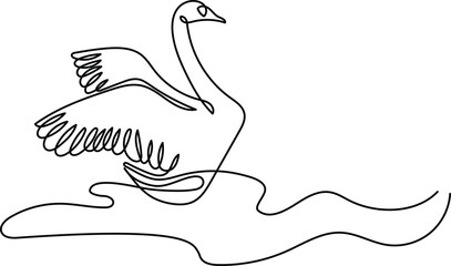 Swan continuous one line drawing. Editable stroke on a white isolated background. Vector illustration © ideartstuff