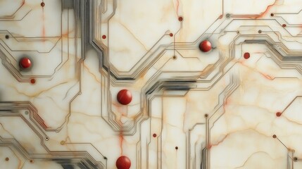 Circuit board embedded in marble; technology, futuristic