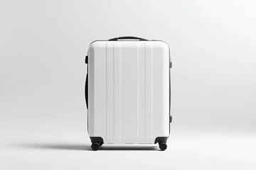 White Suitcase Mockup Minimalist Travel Luggage on White Background