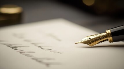 A close up image showing a fountain pen and paper