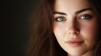 Obraz premium young of attractive Portrait woman with freckles showing confidence and wellness