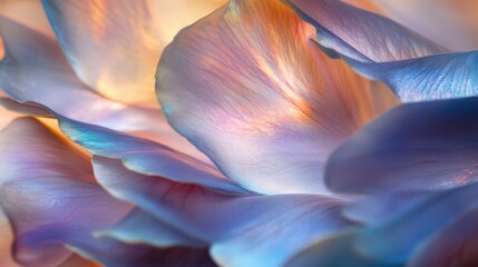 Close-Up of Delicate Flower Petals with Soft Color Gradients and Iridescent Textures