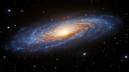 Fototapeta premium Spiral galaxy cosmic space background, universe exploration