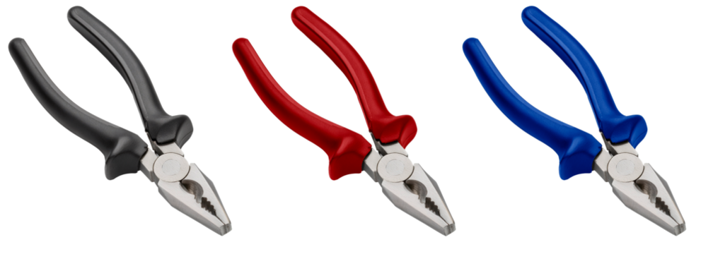 black, red, blue steel pliers isolated on white background - Powered by Adobe