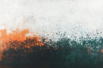 Abstract grunge background with orange and dark green paint splash texture for design