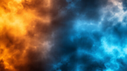 Abstract grunge background featuring dark orange and blue hues, creating dramatic and dynamic atmosphere. contrasting colors evoke sense of energy and movement