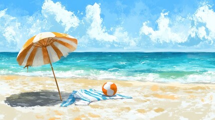 Obraz premium Serene Beach Day: Summer Relaxation Under the Sun