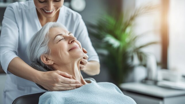 Elderly woman receiving a gentle theraphy