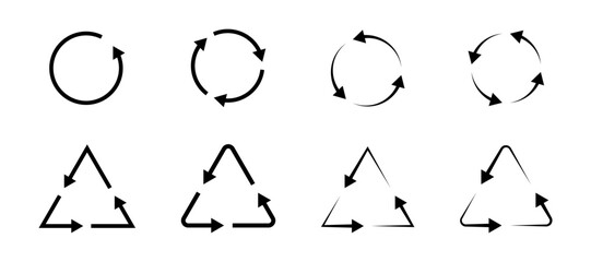 Circular and Triangular Vector Arrow Cycle Icons Set