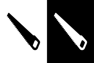 Minimalist Hand Saw Icon High-Quality Black & White Silhouette.