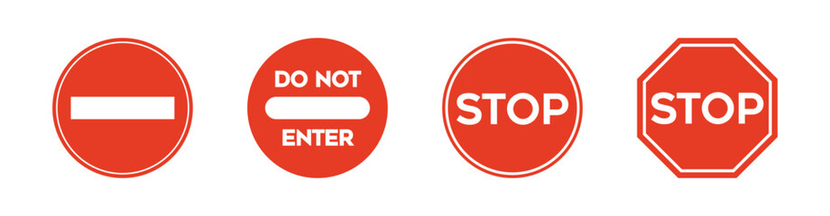 Stop and Do Not Enter Vector Sign Icons Set © 11ua