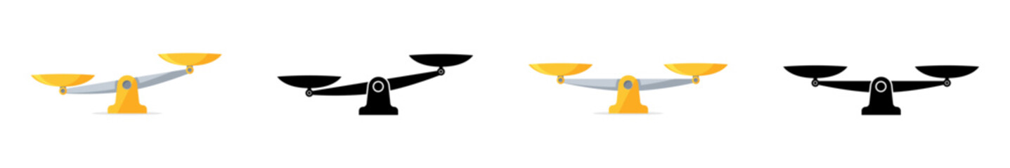Balance Scale Vector Icon Variations in Yellow and Black Set