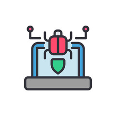 Device antivirus colored icons, minimalist vector illustration ,simple transparent graphic element .Isolated on white background