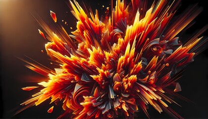 Glowing jagged shapes in fiery red, yellow, and orange tones, resembling molten glass, perfect for background and wallpaper