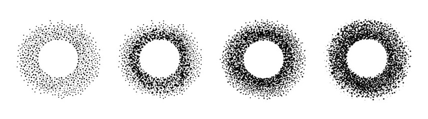 Abstract Halftone Circle Dot Patterns Vector Set