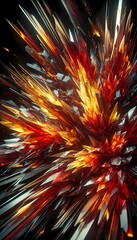 Glowing jagged shapes in fiery red, yellow, and orange tones, resembling molten glass, perfect for background and wallpaper
