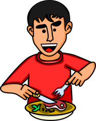 Illustration of a man eating