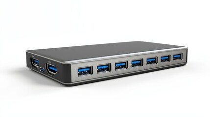 Stylish usb hub featuring multiple ports for convenient connectivity of various devices in a modern tech setup