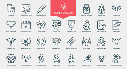 women's health icon set