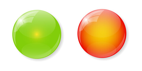 Glossy Green and Red Spheres with Reflection Vector Set