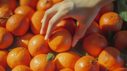 a person selecting fresh orange