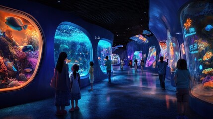 Immersive Underwater World: Exploring a Modern Aquarium