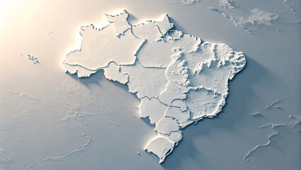 3D Relief Map of Brazil with Minimalist Design