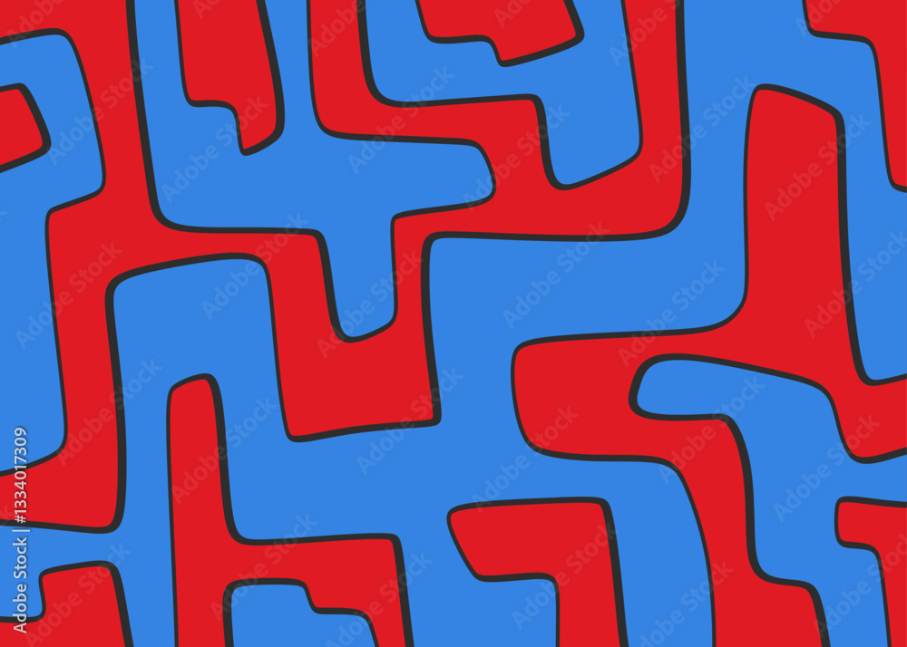 Poster minimalist background with seamless colorful maze line pattern